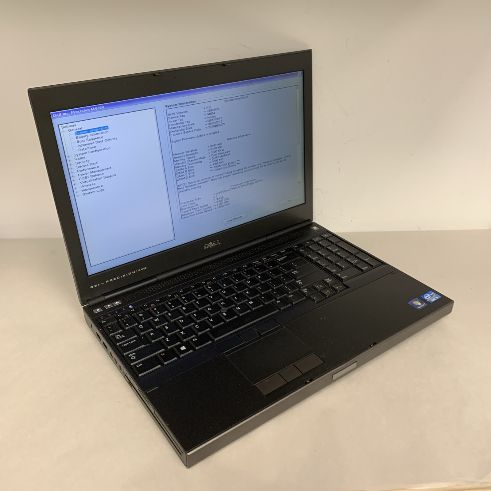 Dell Precision M4700 i5-3320M 8GB RAM NO SSD | Boot To Bios