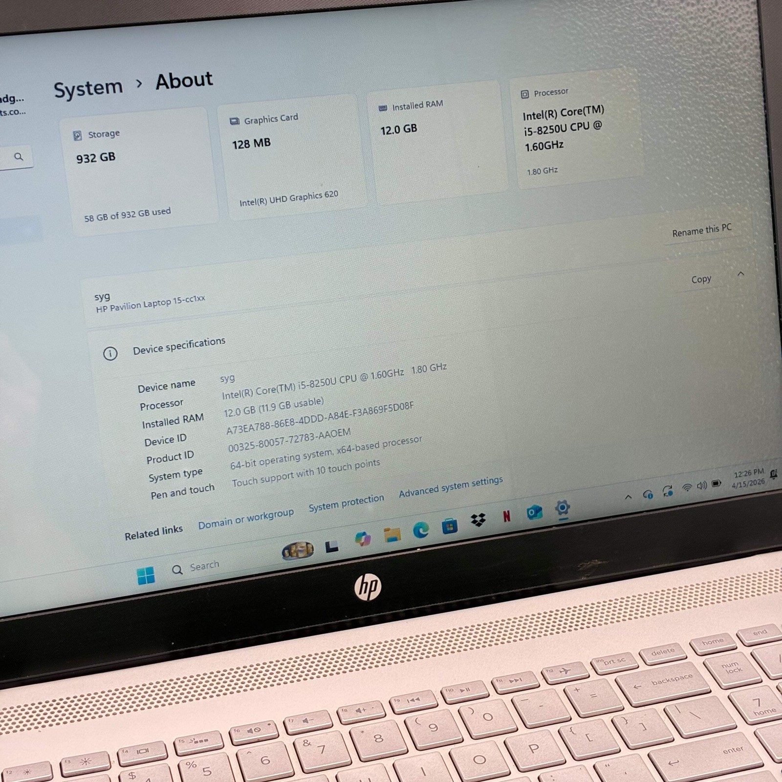 HP 15 cc154cl i5 12GB 1TB Gold