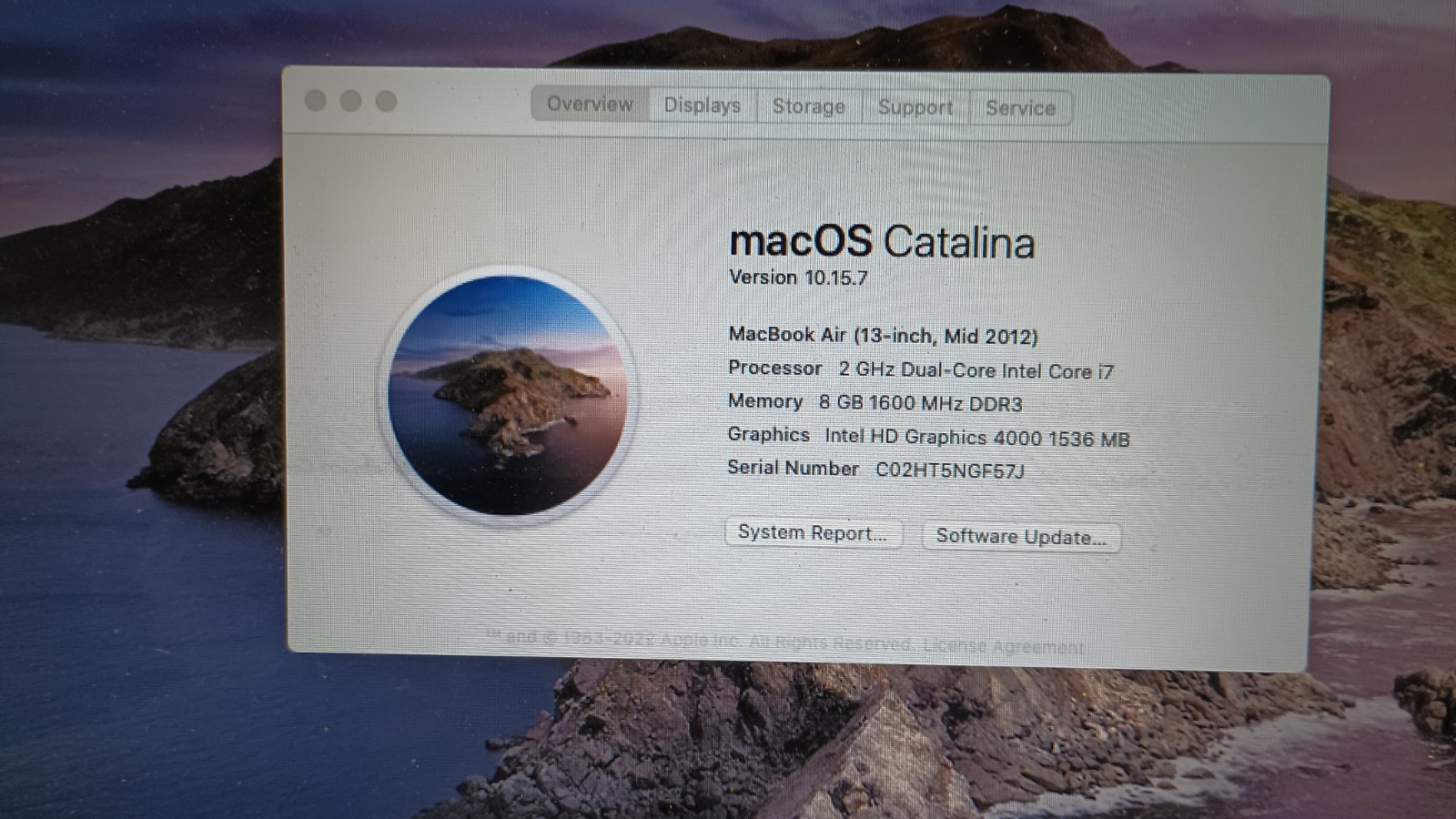7092 MacBook Air A1466(no charger!).i7 dual core.8GB.250GB SSD.13.3″.Catalina