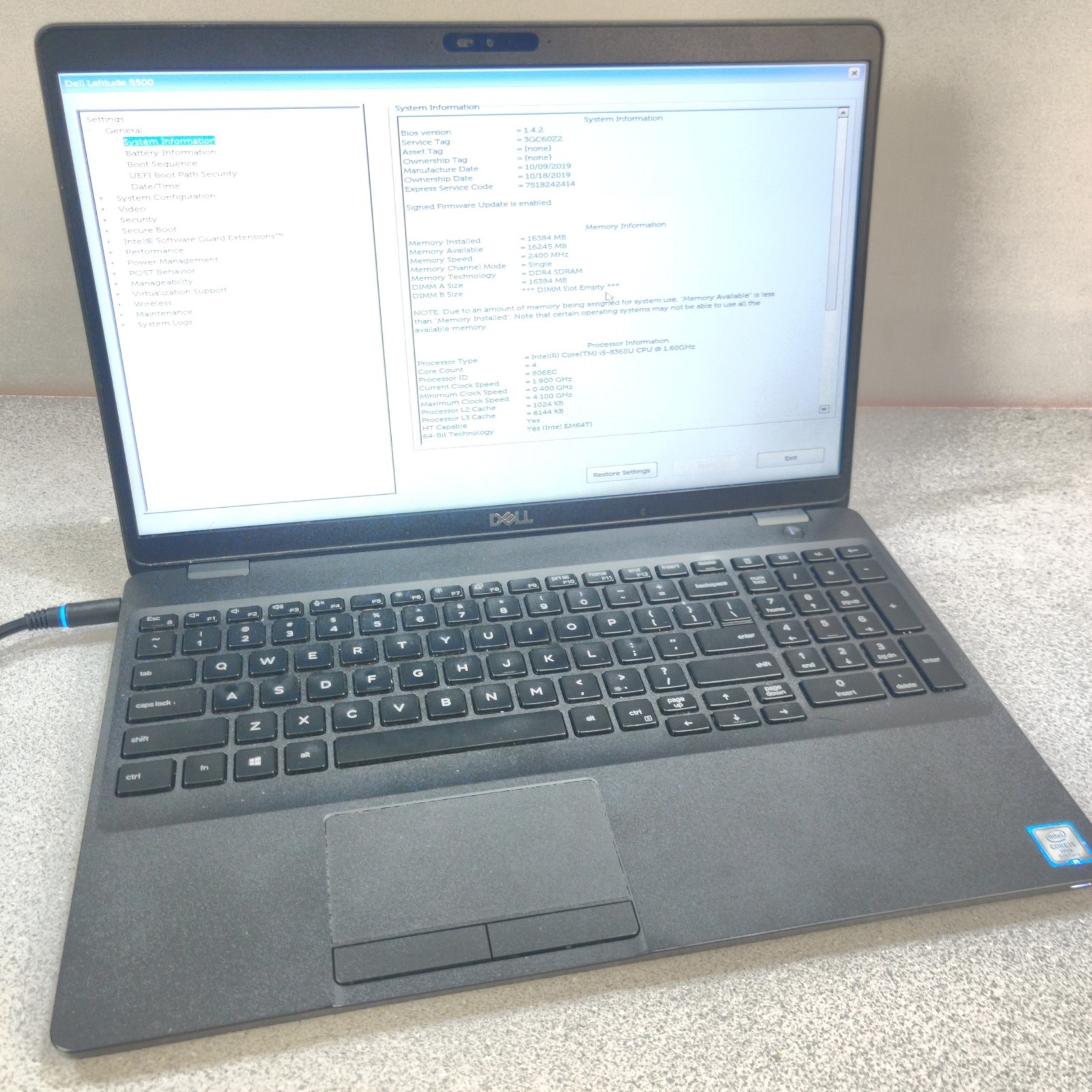 Dell Latitude 5500 15.6″ i5-8365U 1.60GHz 16GB RAM No SSD/OS/AC GOOD CONDITION