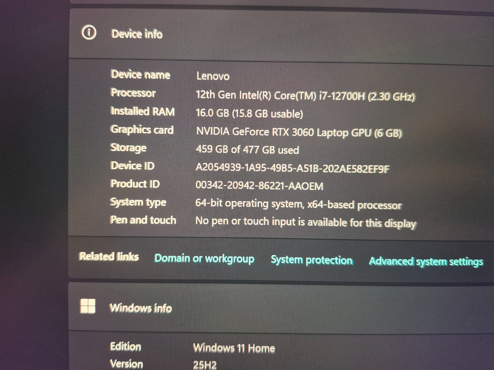 Lenovo Legion slim 7i laptop computer 3060