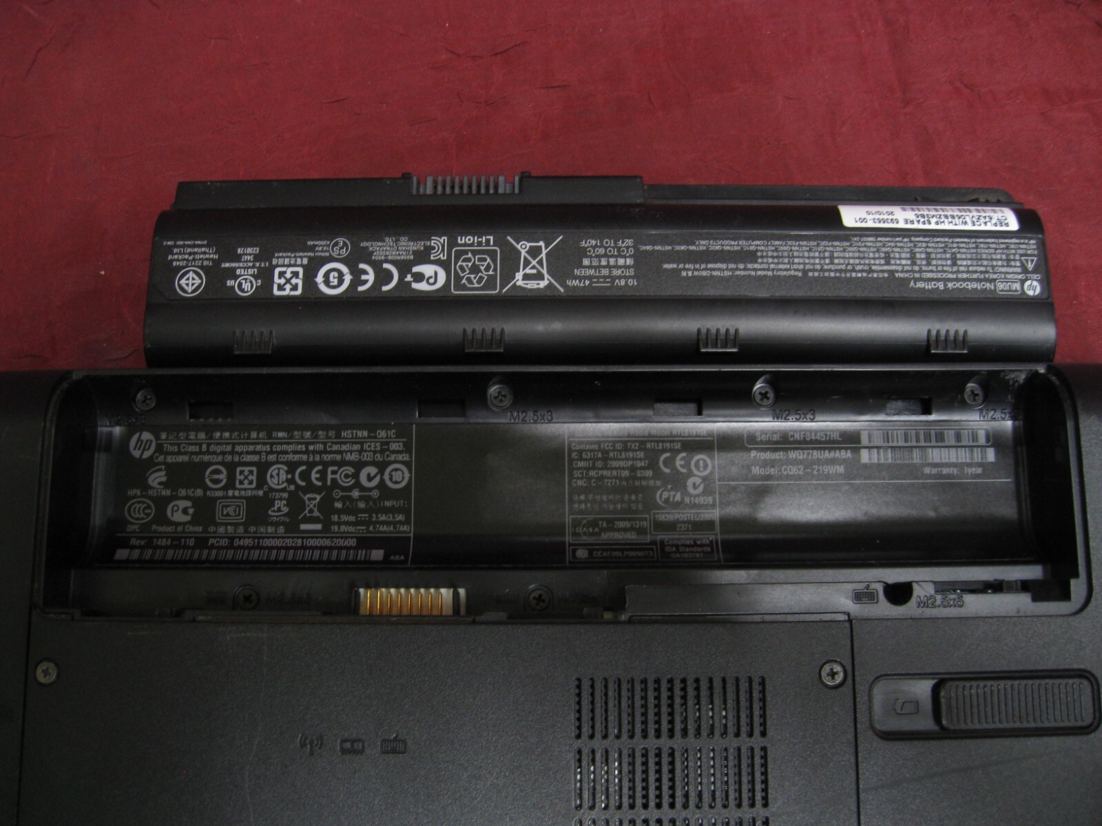 HP Compaq Presario CQ62 Laptop Celeron 900 @2.2GHz 2GB RAM – NO HD – NO OS