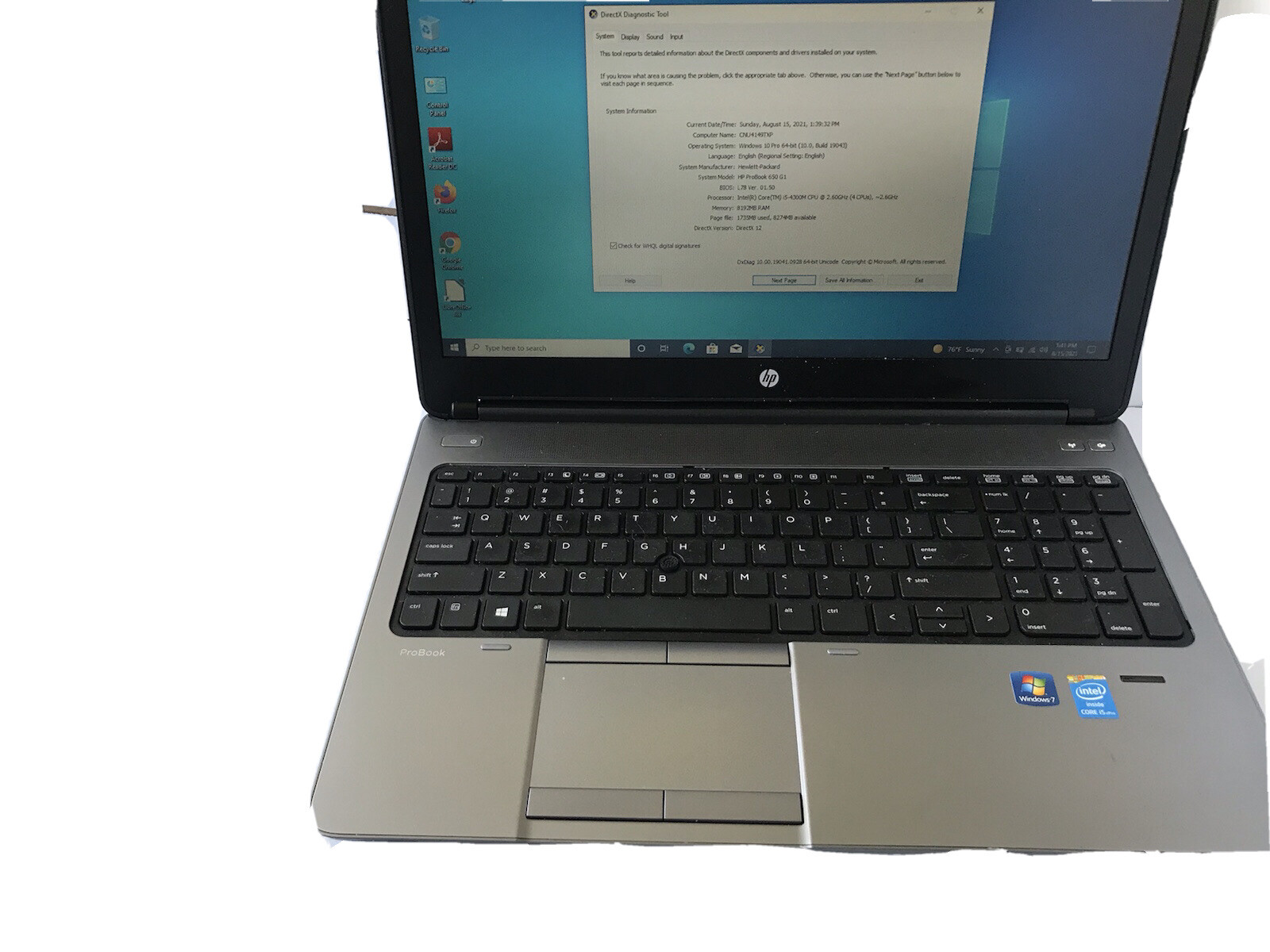 HP ProBook 650 G1 15.6″ (128GB SSD, Intel Core i5-4300M, 2.6GHz, 8GB RAM) Notebo