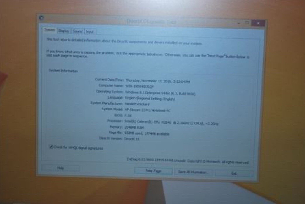 HP Stream 11 Pro Notebook PC . Tested, battery does not hold charge