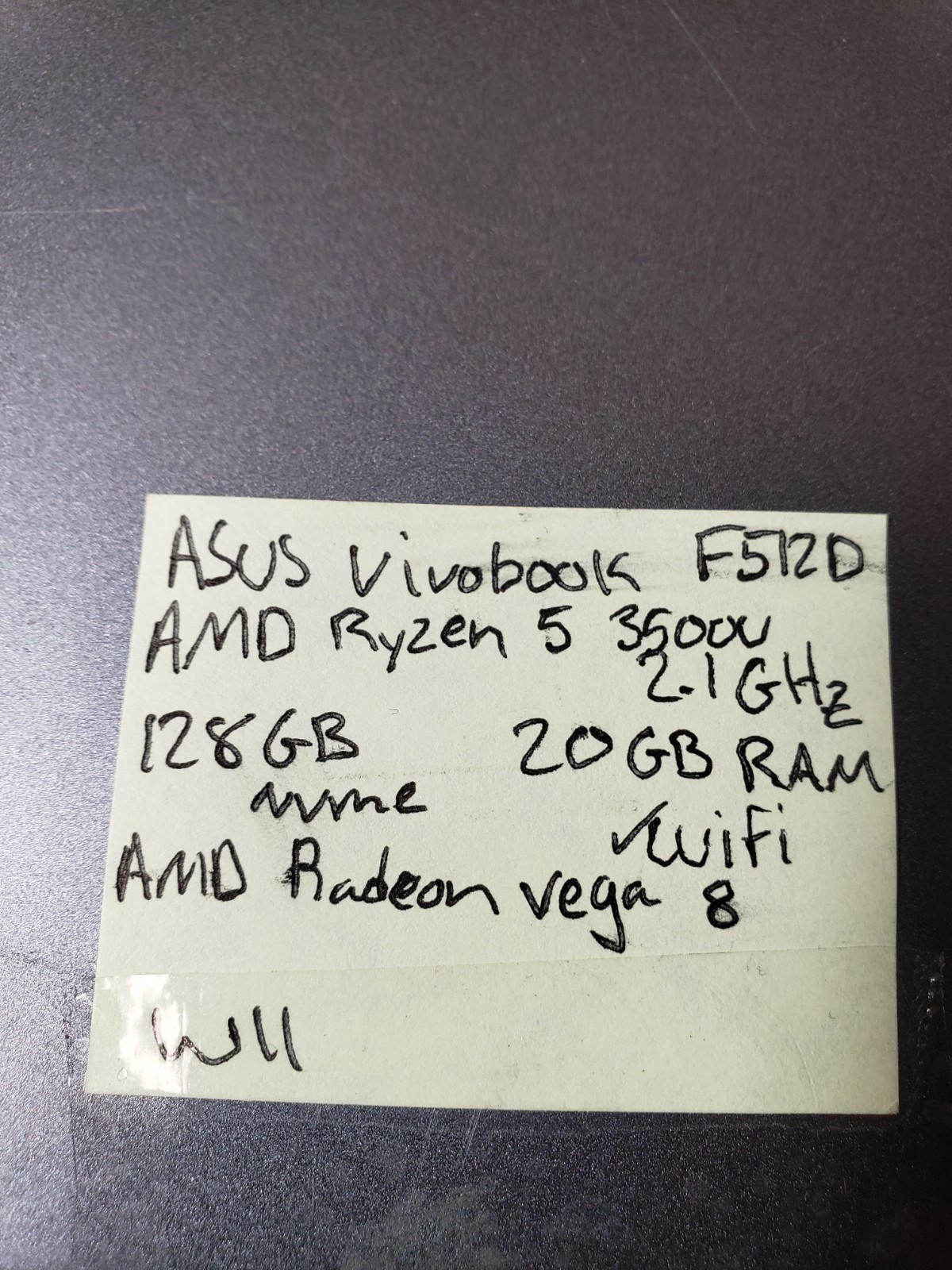 Asus Vivobook 15 F512D 15.6″ AMD Ryzen 3500U 2.1GHz 20GB Ram 128GB NVMe Win 11
