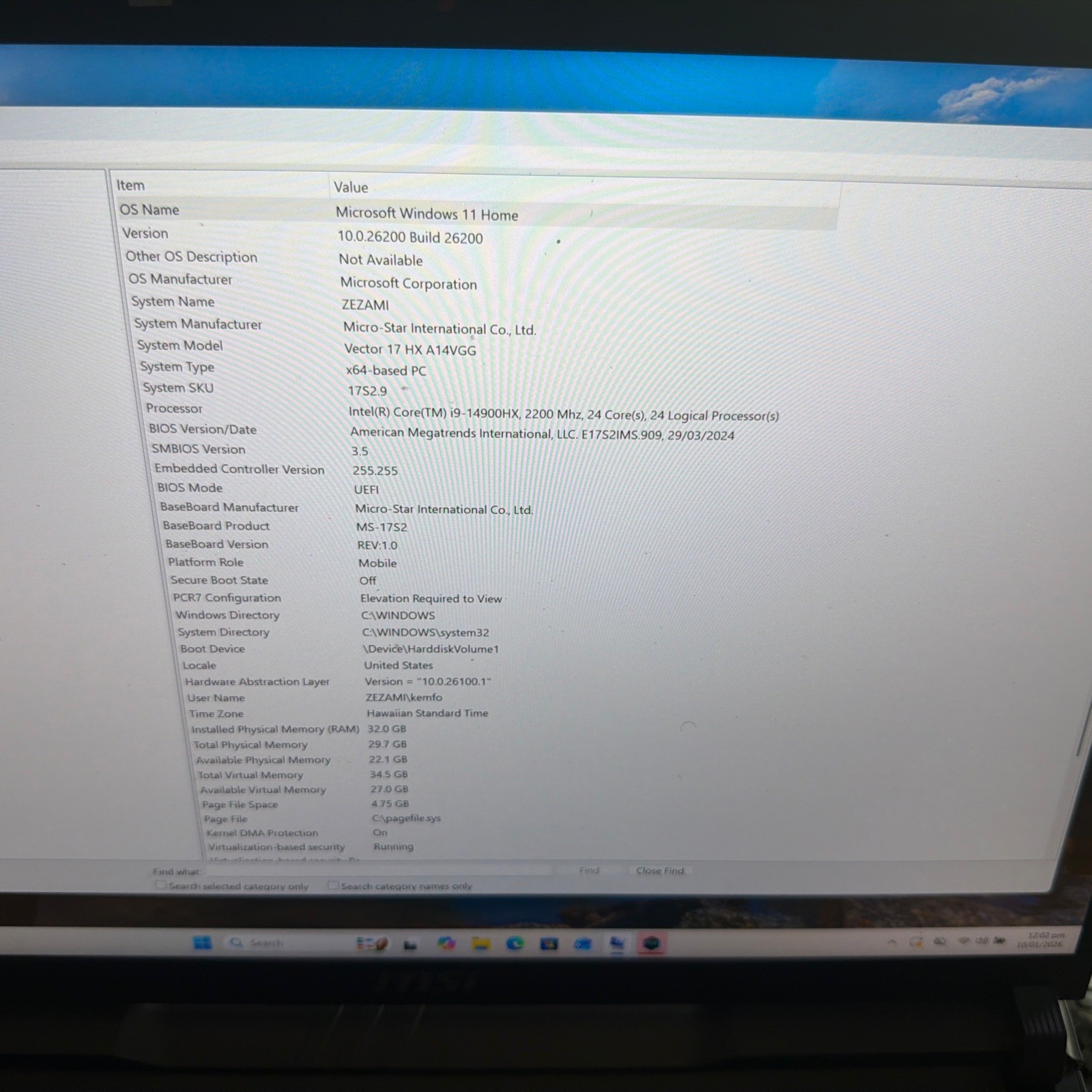 MSI Vector 17 HX A14VGG-270US Gaming Laptop i9-14900HX RTX 4070 32GB RAM 1TB SSD