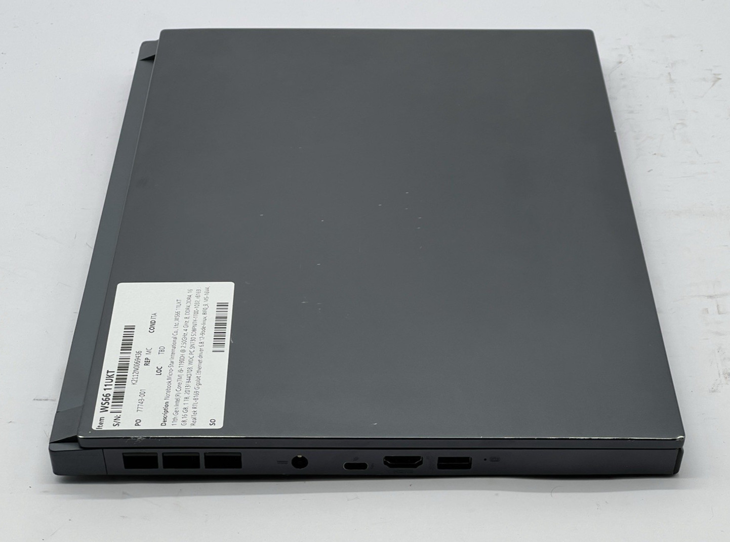 MSI WS66 11UKT Laptop, i9-11900H. @ 2.50GHz, 32GB RAM, 1TB NVMe-No OS/Charger
