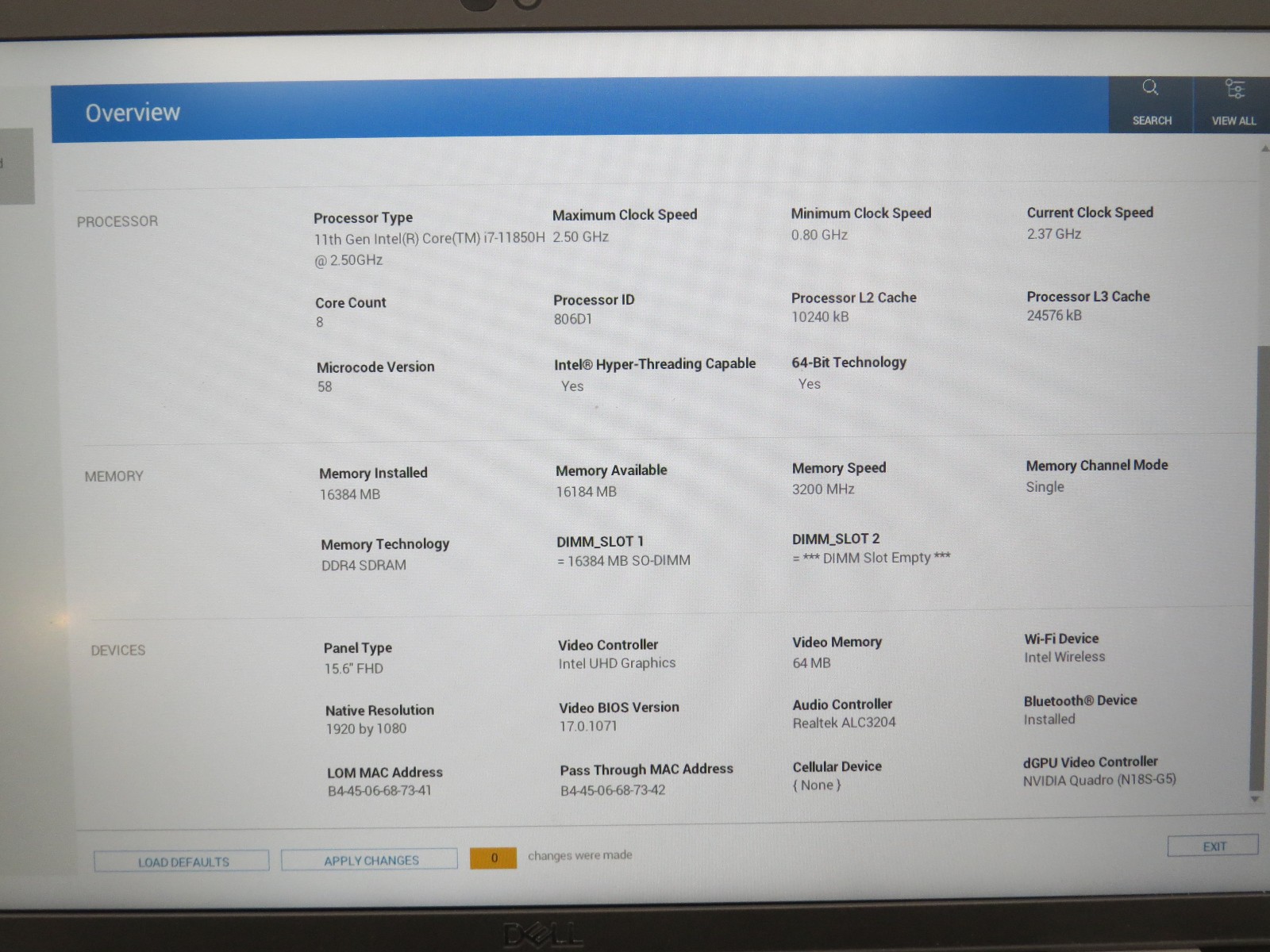 Dell Latitude 5521 | i7-11850H @ 2.5GHz | 16GB / 256GB | MX450 | 15.6″ | Win 11