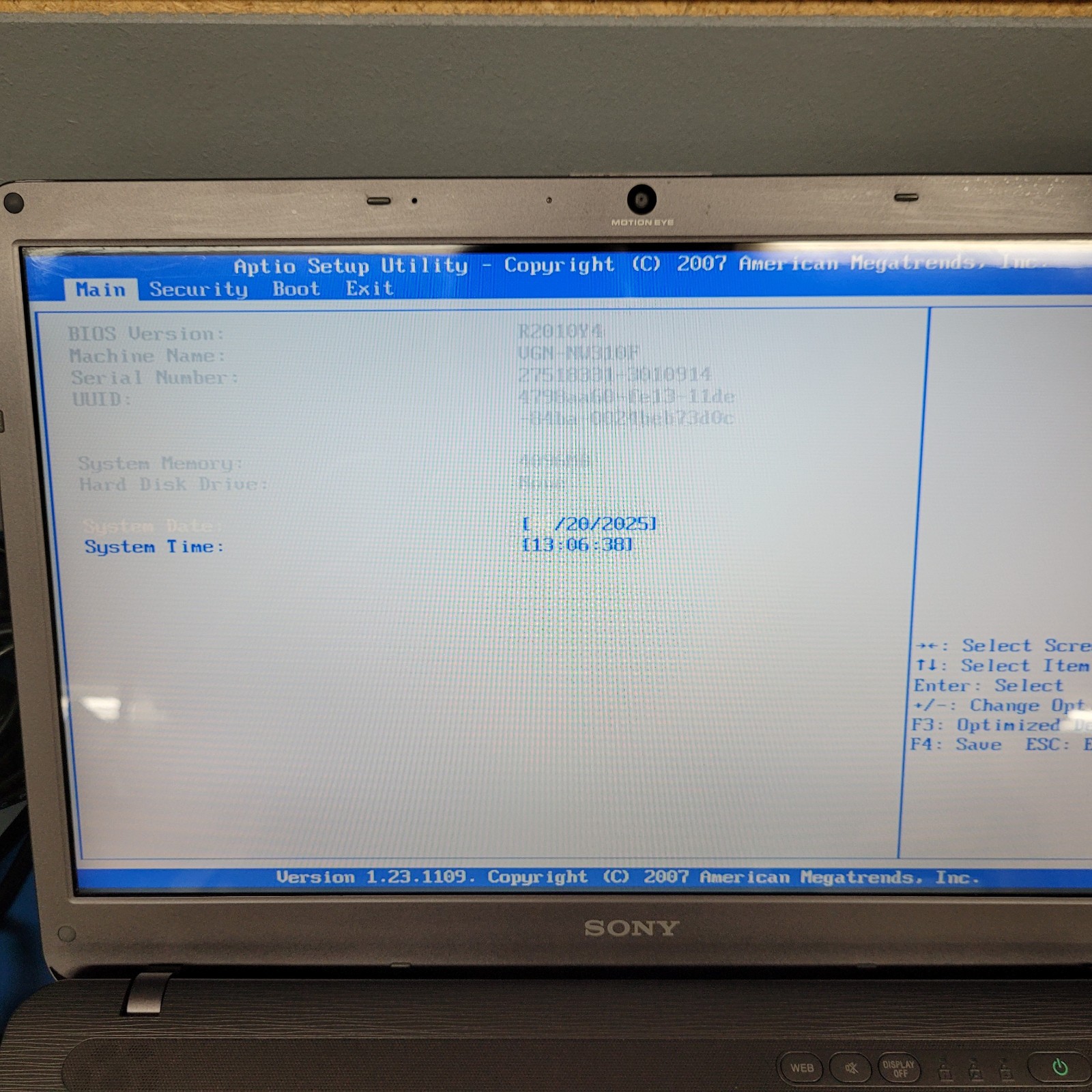 Sony Vaio PCG-7192L 15.5″ Laptop Computer Intel Pentium, 4GB RAM, NO HDD