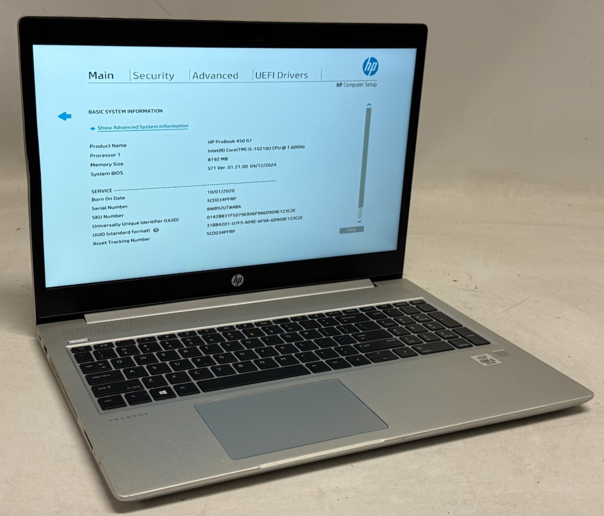 HP ProBook 450 G7 15.6″ (i5-10210u – 8GB RAM – 256GB SSD – Win11Home)