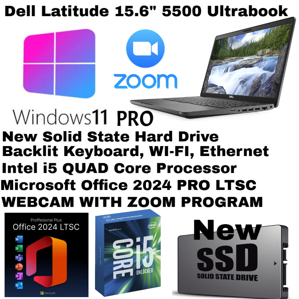 Dell 5500_Windows 11 PRO💻New 4TB SSD_24GB💻Webcam-Backlit💥Backlit💥Office 2024