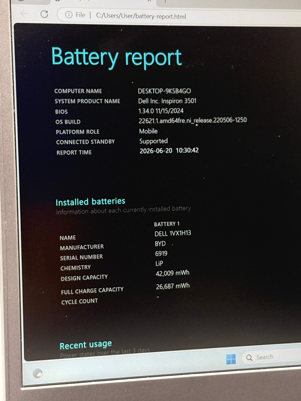 Dell Inspiron 3501 15.6″ P90F Core i3-1115G4 16GB RAM 1TB HDD For Parts