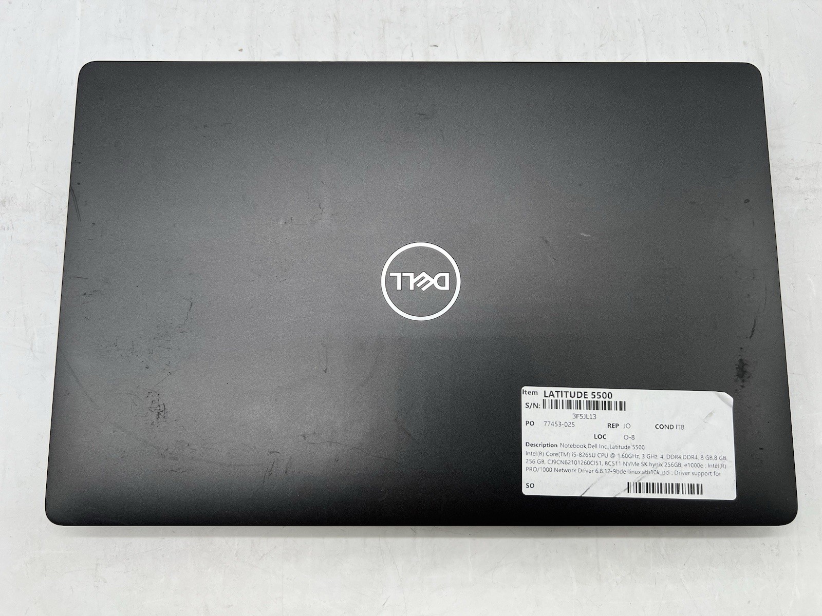 Dell Latitude 5500, i5-8265U, @ 1.60GHz, 16GB RAM, 256GB NVMe, No OS , w/Charger