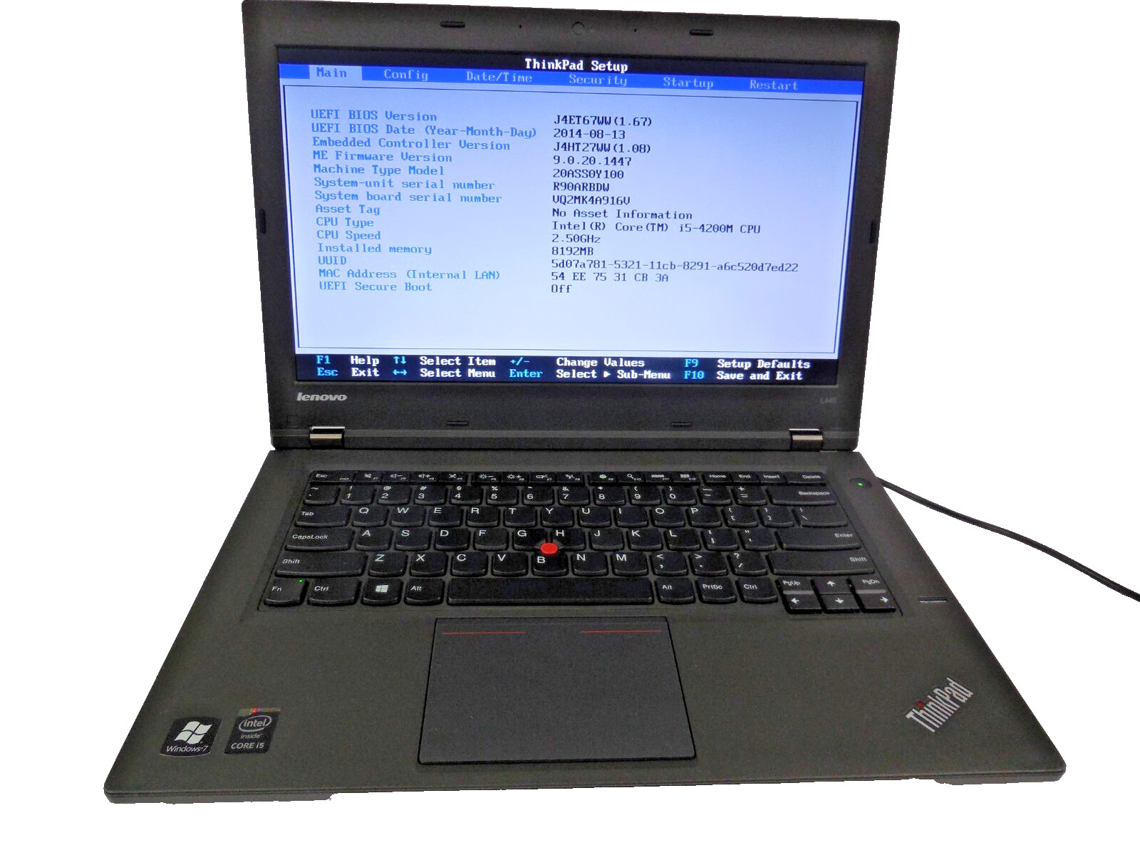 14″ Lenovo ThinkPad L440 Intel Core i5-4200U @ 2.50GHz 8GB RAM 128 GB SSD, NO OS