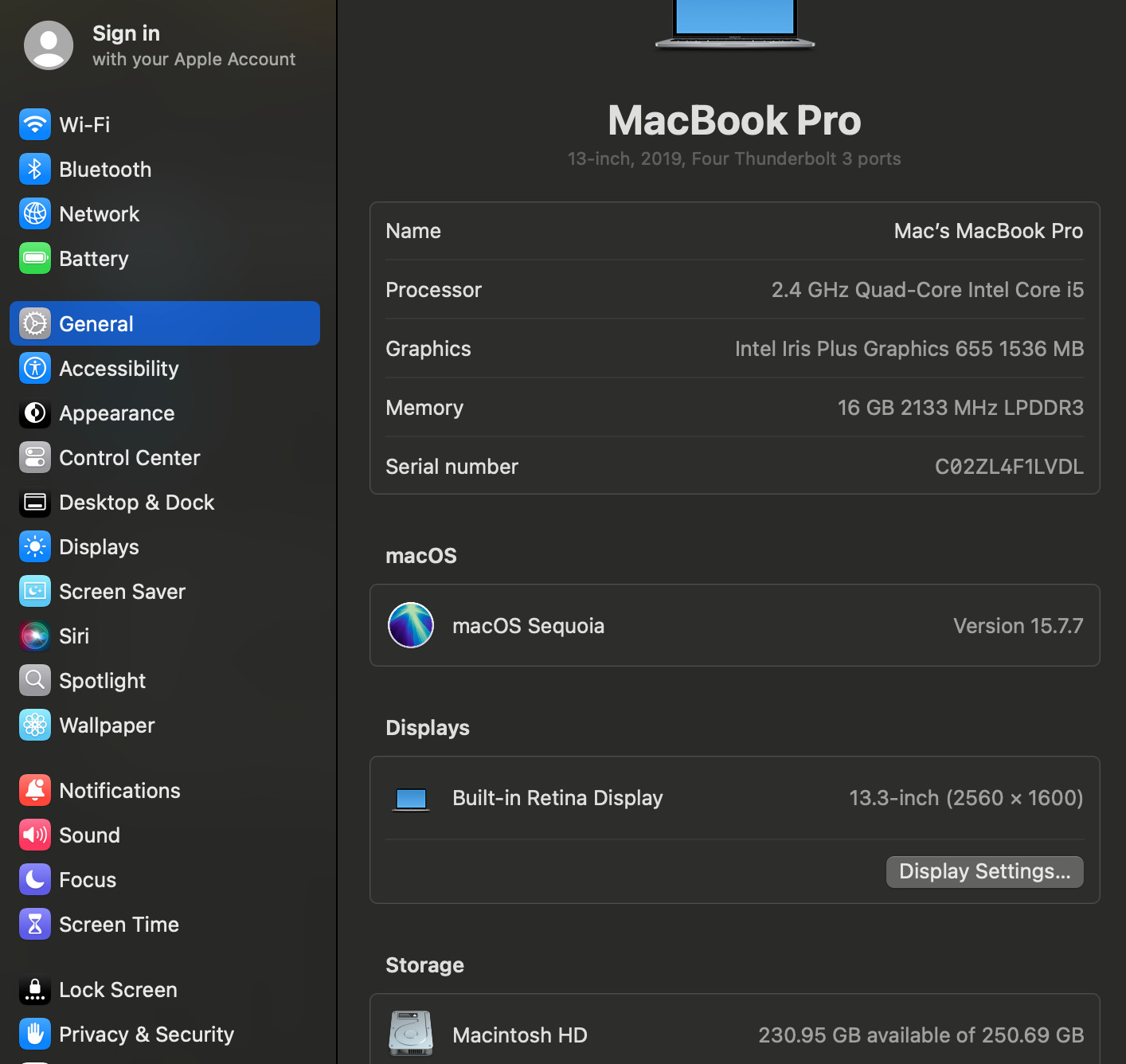 APPLE MACBOOK PRO 13″ TOUCH/2019 CORE I5-8279U 2.4GHZ 16GB RAM 256SSD