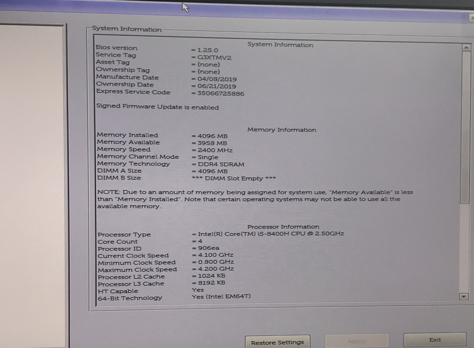 LOT(2) DELL LATITUDE 5491 i5-8400H@2.50GHz NO OS/SSD/RAM *READ