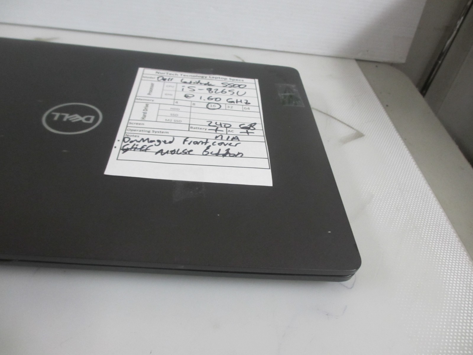 Dell Latitude 5500 i5-8265U 1.6GHz 16GB/240GB m2SSD [NO OS] Laptop + AC READ-)