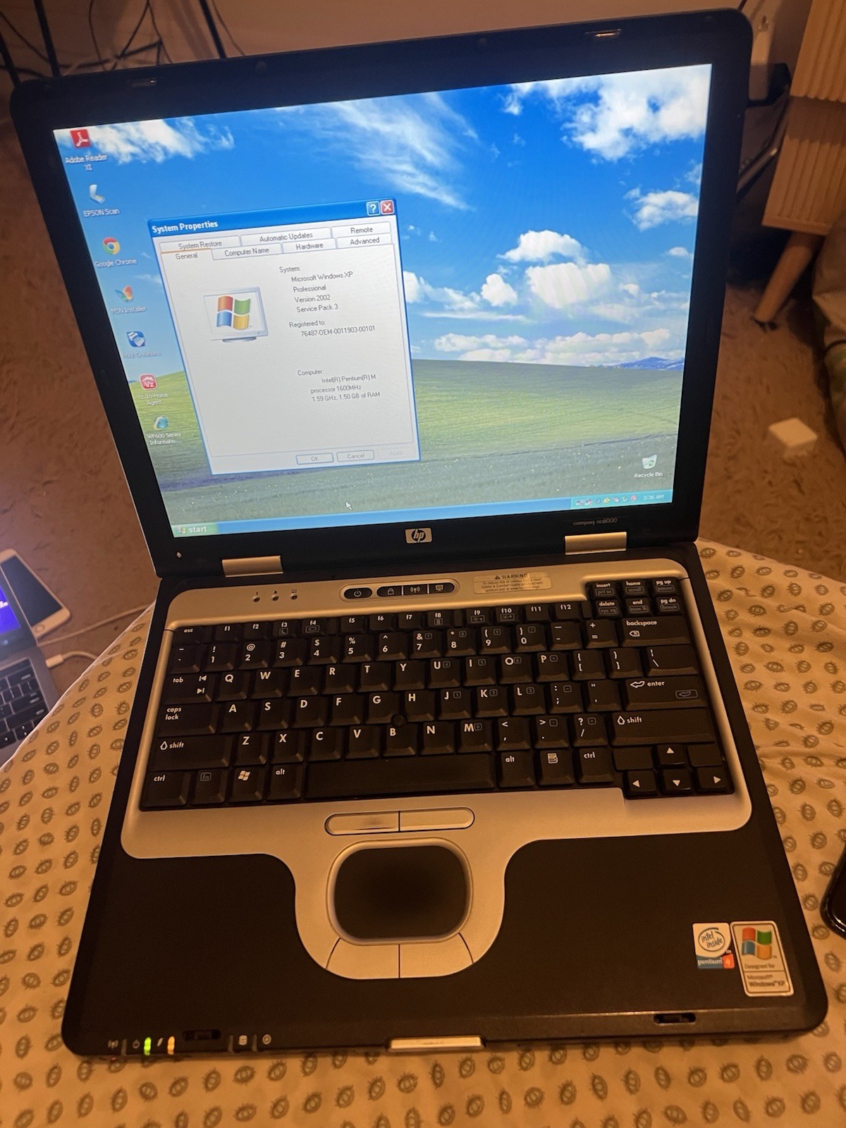 HP Compaq NC6000 Laptop Windows XP Intel PENTIUM M 1.50 Ram 40 Gig Storage