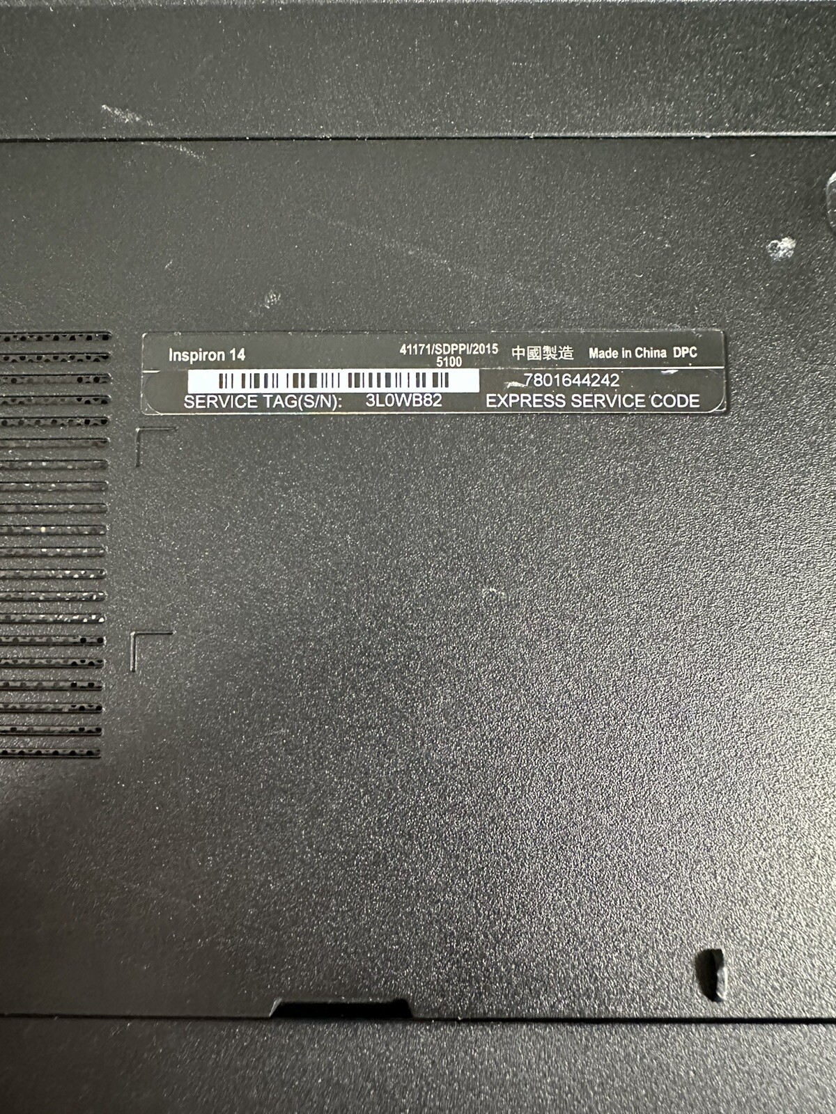 Dell Laptop Intel Inside FOR PARTS NOT WORKING