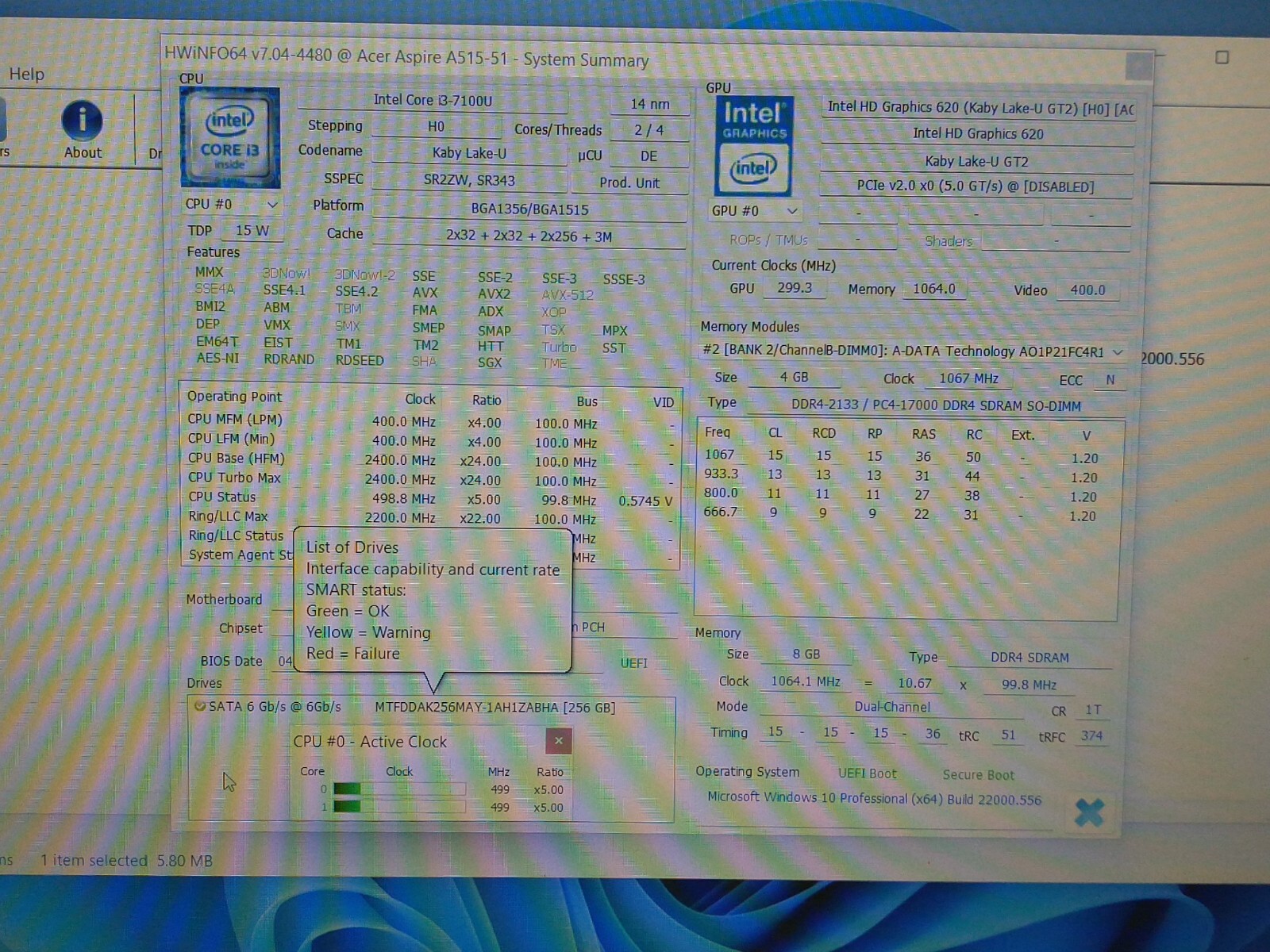 Acer Aspire A515-51 i3-7100U 2.4GH 8GB Ram 256GB SSD*READ NXGP4AA0027230AFA23400