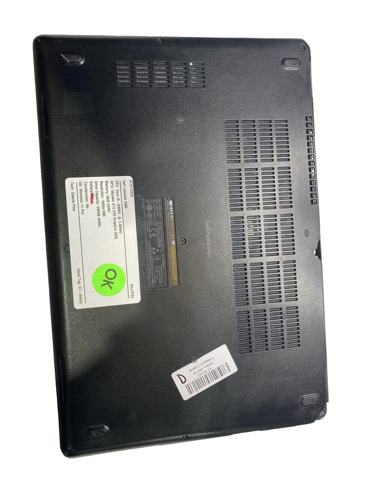 Dell Latitude 5480 Core i5 6300U 8GB 256GB Win11Pro Grade D No Battery