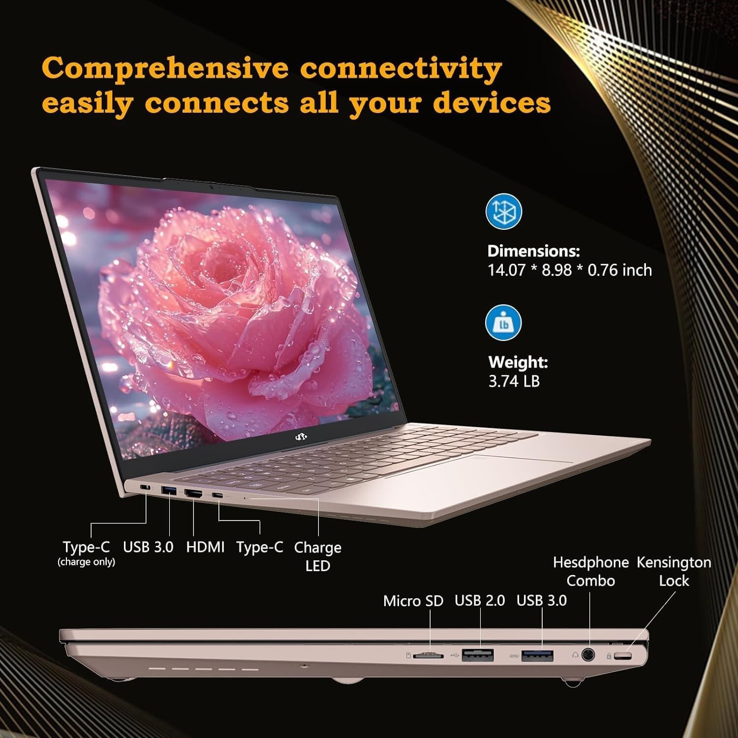 NIMO 15.6″ IPS FHD-Laptop, Intel Pentium Quad Core N100 4GB RAM 128GB SSD
