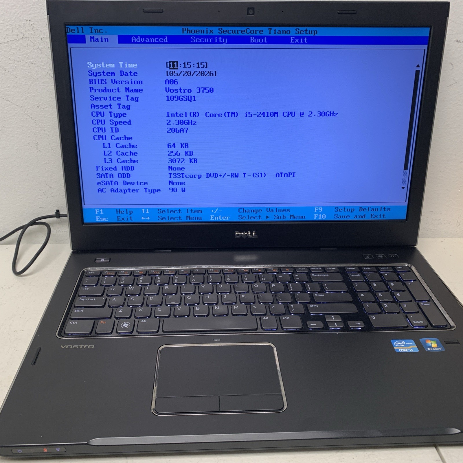 Dell Vostro 3750 17.3″ Intel Core i5-2410M2.30GHz 4GB Ram For Parts Read Descrip