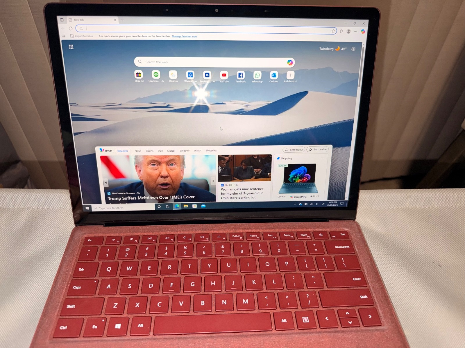 Windows10 Pro 13in. Burgundy Microsoft Surface laptop perfect condition.