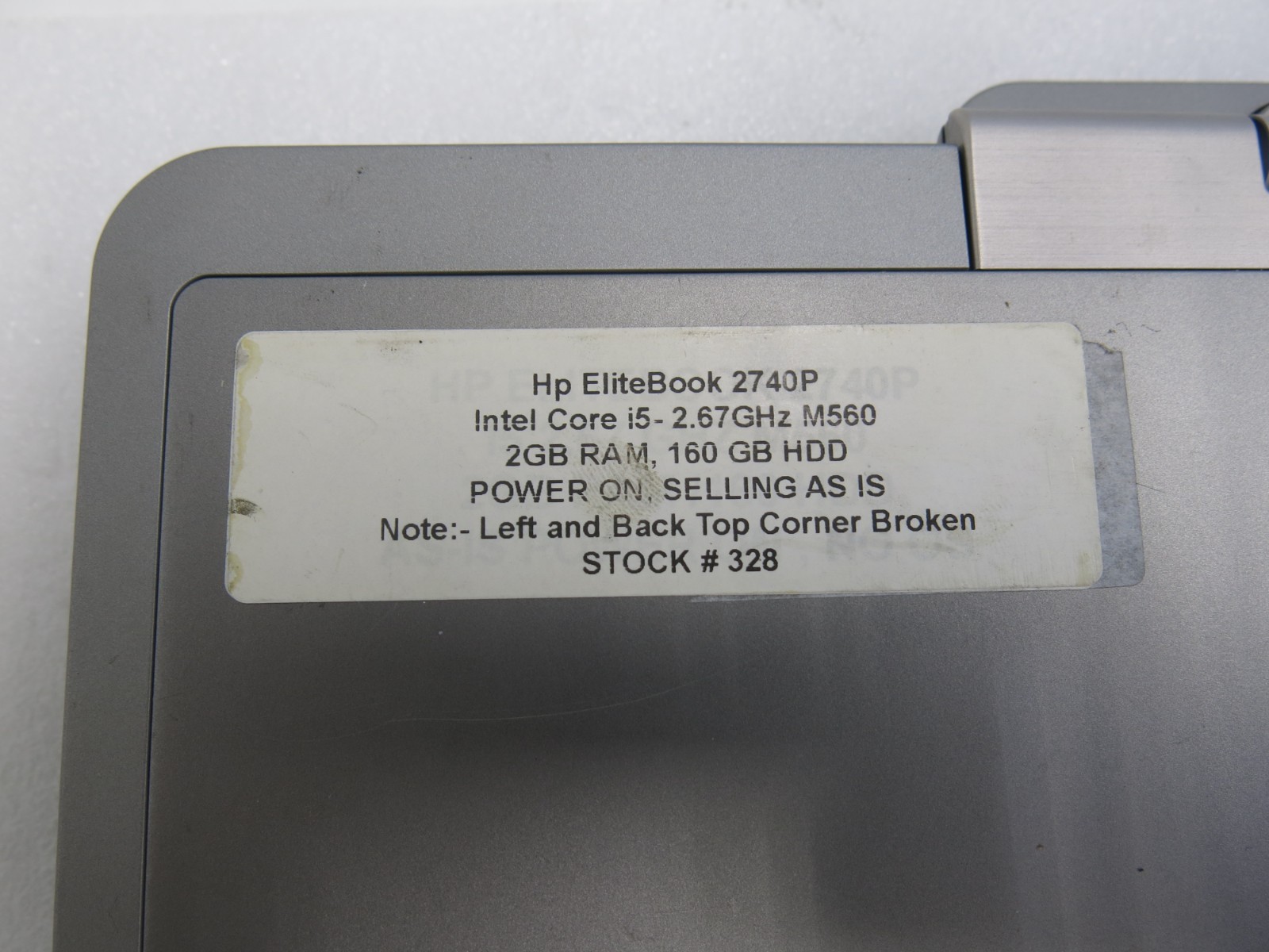HP EliteBook 2740p Laptop | Core i5 M560 2.67GHz 2GB Ram 160GB HDD | Powers On