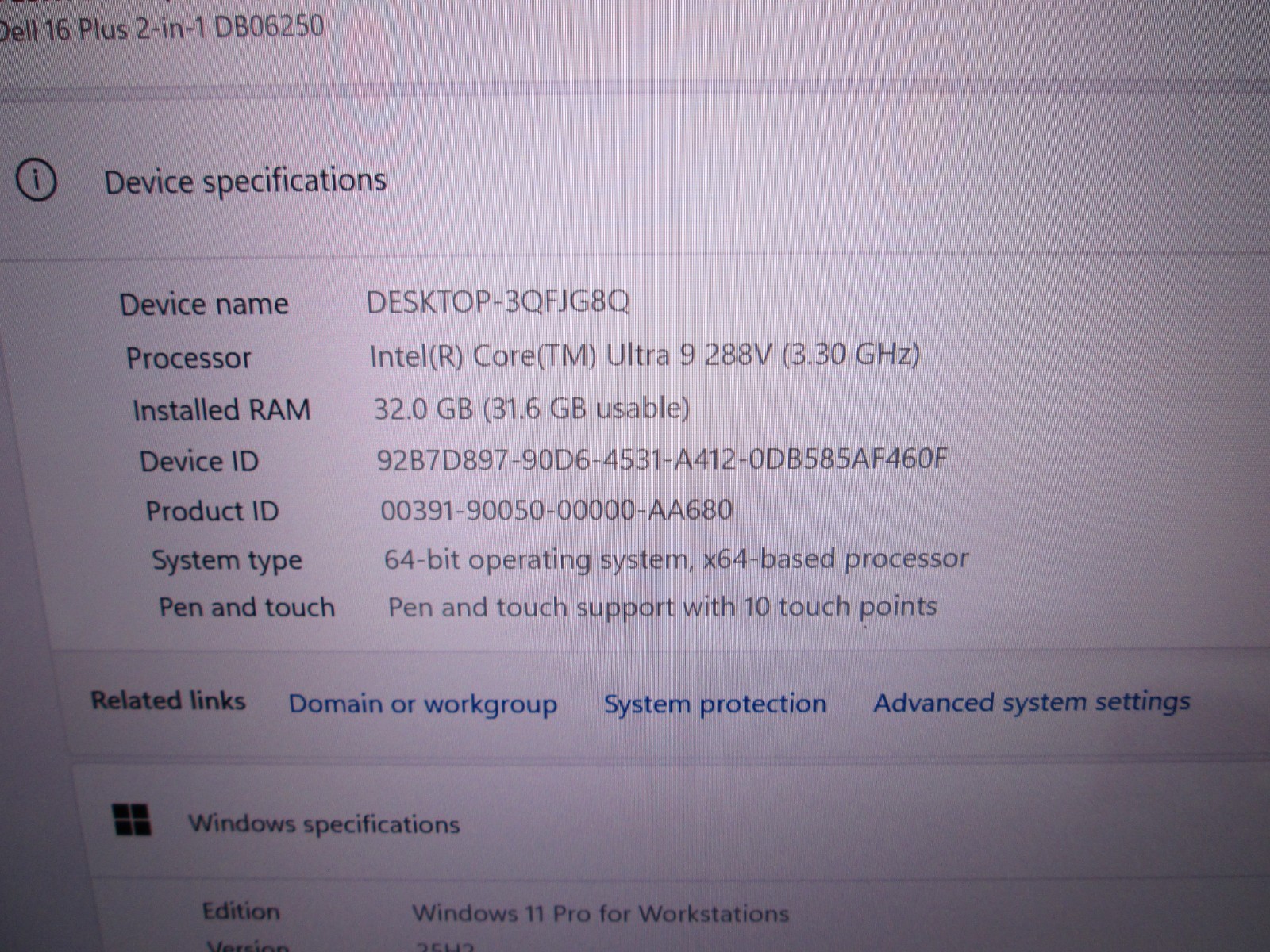 Dell 16 Plus 2-in-1 (DB06250) – Intel Core Ultra 9 288V – 32GB Ram – 1TB SSD