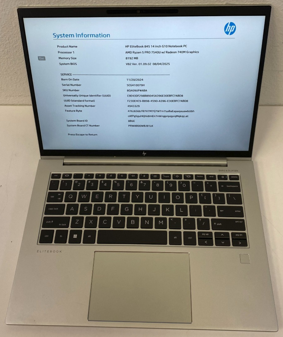 HP EliteBook 845 G10 14″ Ryzen 5 PRO 7540U 8GB DDR5 RAM Radeon 740M NO SSD/OS