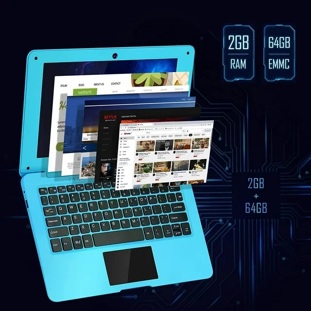 10.1” Laptop Computer Quad Core Android 12 Mini Netbook 2G RAM+64GB ROM for Kid