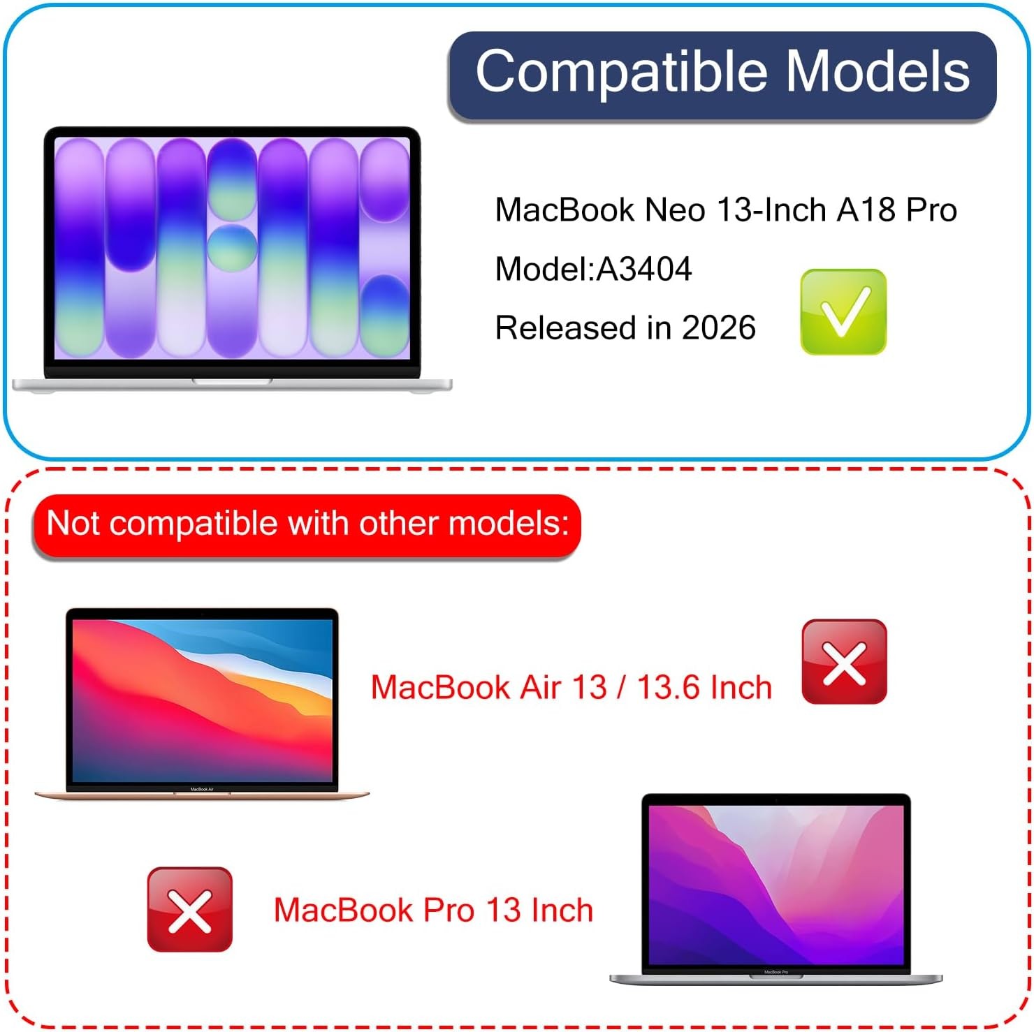 Tempered Glass Screen Protector Compatible with MacBook Neo 13-inch 2026 A3404