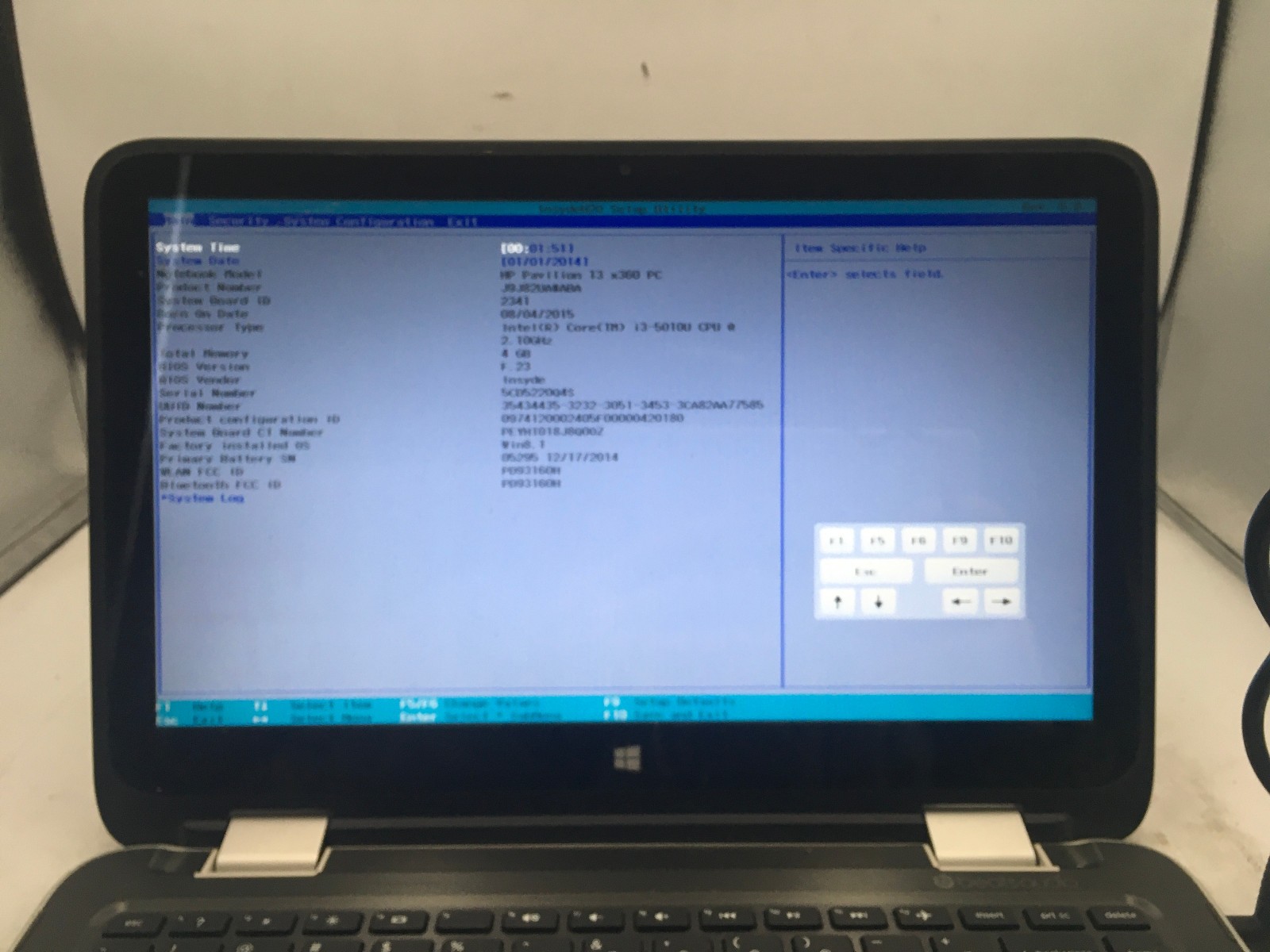 HP PAVILION 13 X360 A110DX – BOOTS TO BIOS – INTEL I3 5010U – 4GB RAM – READ -BB