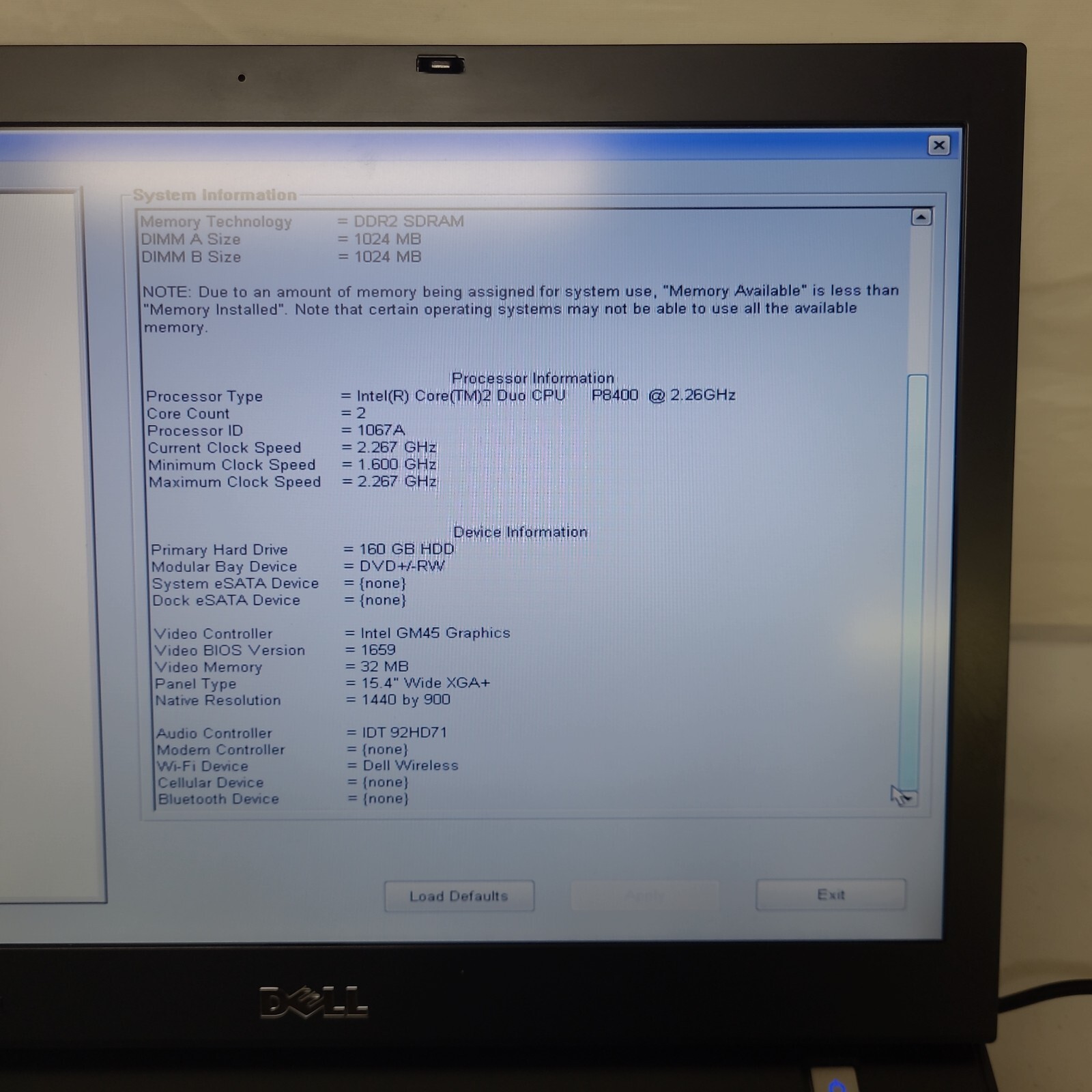 Dell Latitude E6500 Laptop P8400 2.26GHz 160GB HDD NO OS AS IS READ 15.3″ Wi-Fi