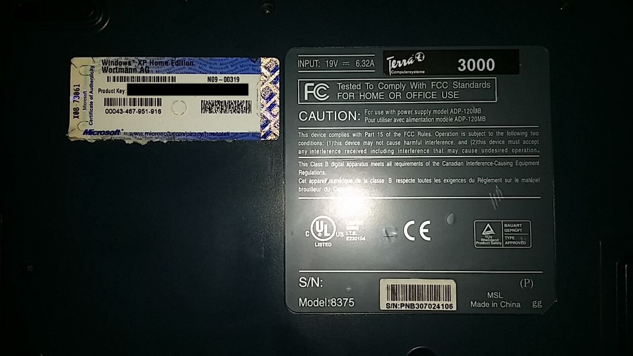 Terra 3000 – Windows XP Laptop – Model 8375 – Retro