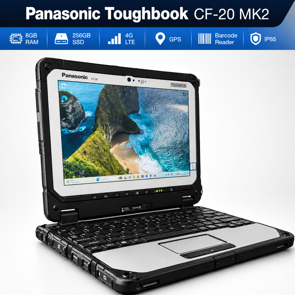Panasonic Toughbook CF-20 MK2 i5 8GB Win 11 Rugged Tablet Laptop 4G GPS 2 x Bat