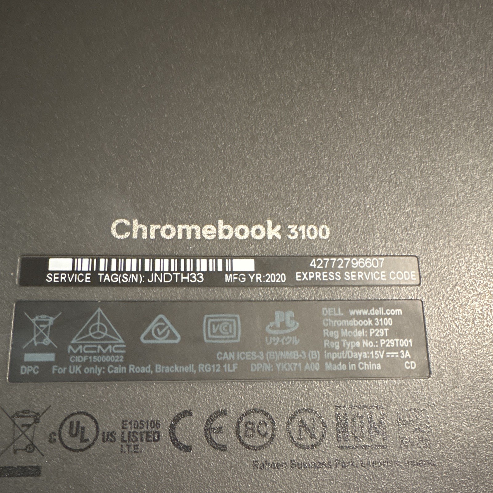 Dell Chromebook 3100 11.6″ Intel Celeron 4GB 32GB eMMC Chrome OS Black