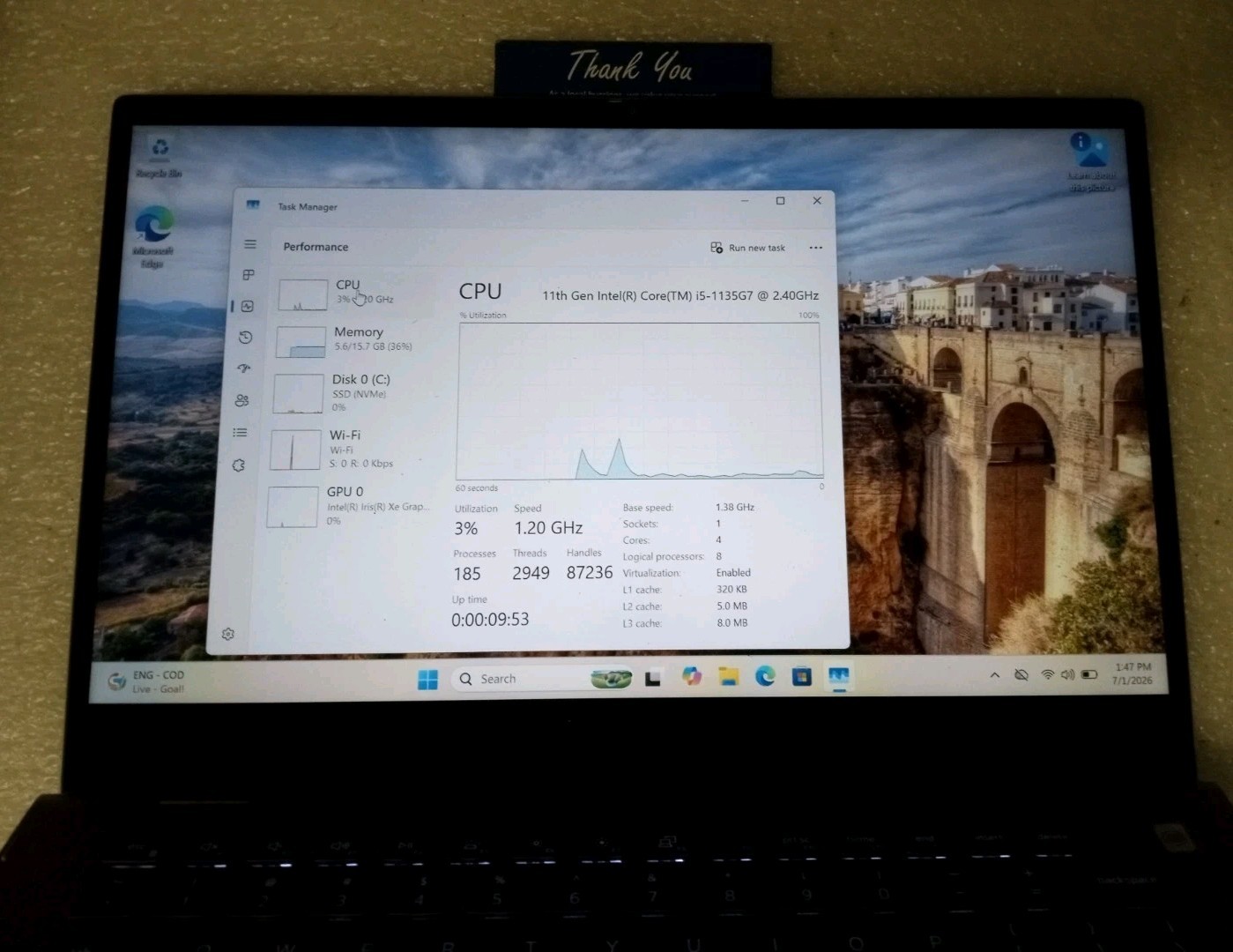 Dell Inspiron 5406 2-in-1 Laptop – 2.4 GHz i5-1135G7 16GB 512GB 14″ Touchscreen