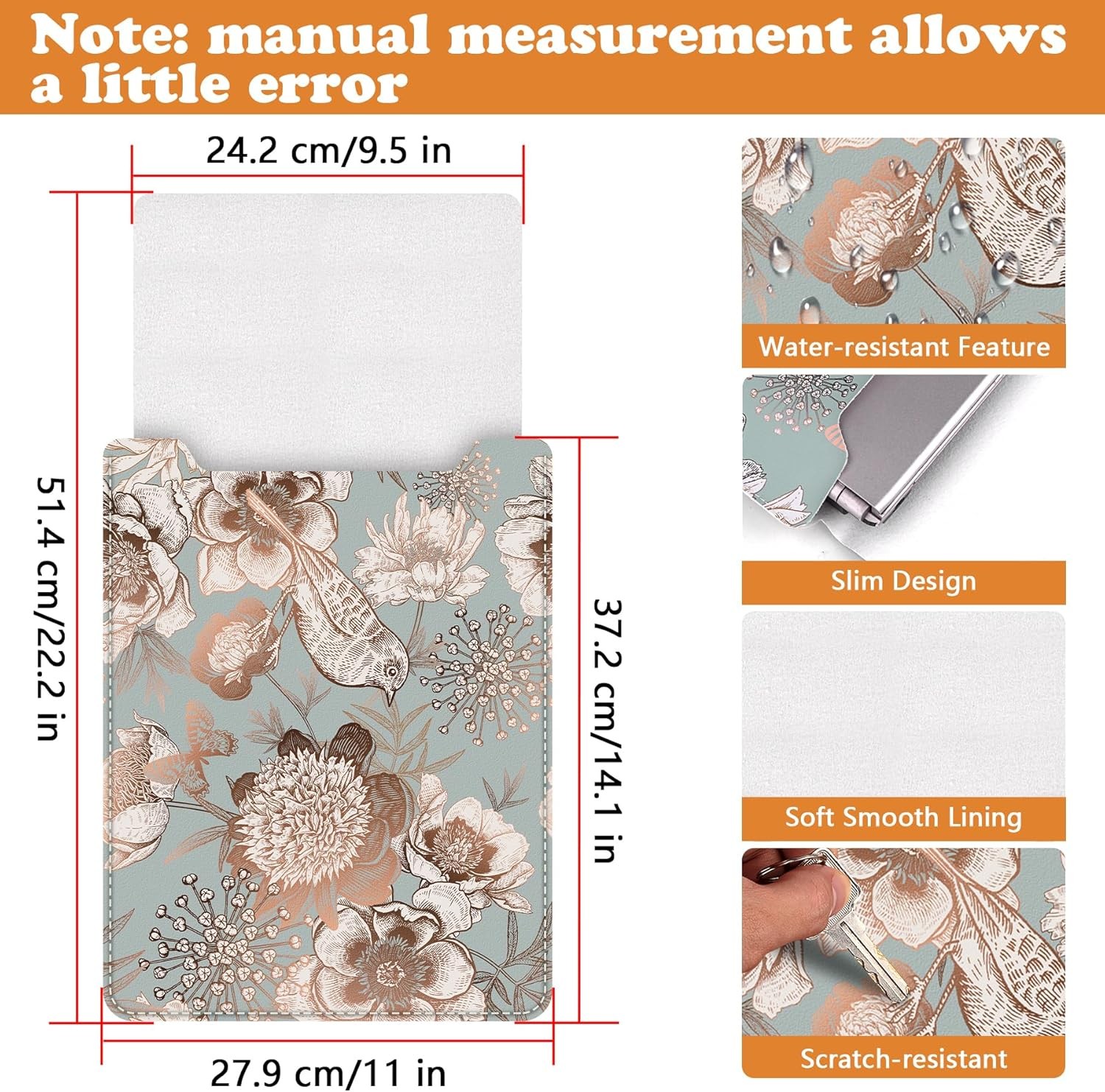 15-16″ Laptop Sleeve, PU Leather Laptop Case Compatible with MacBook Pro 16 2019