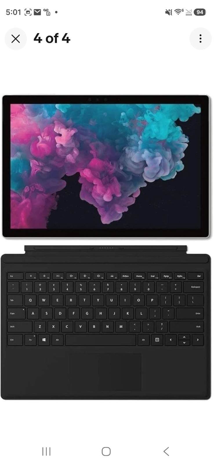 Microsoft Surface Pro 6 1796 i5-8350U 8GB 128GB SSD Win 11 Home w/ Keyboard
