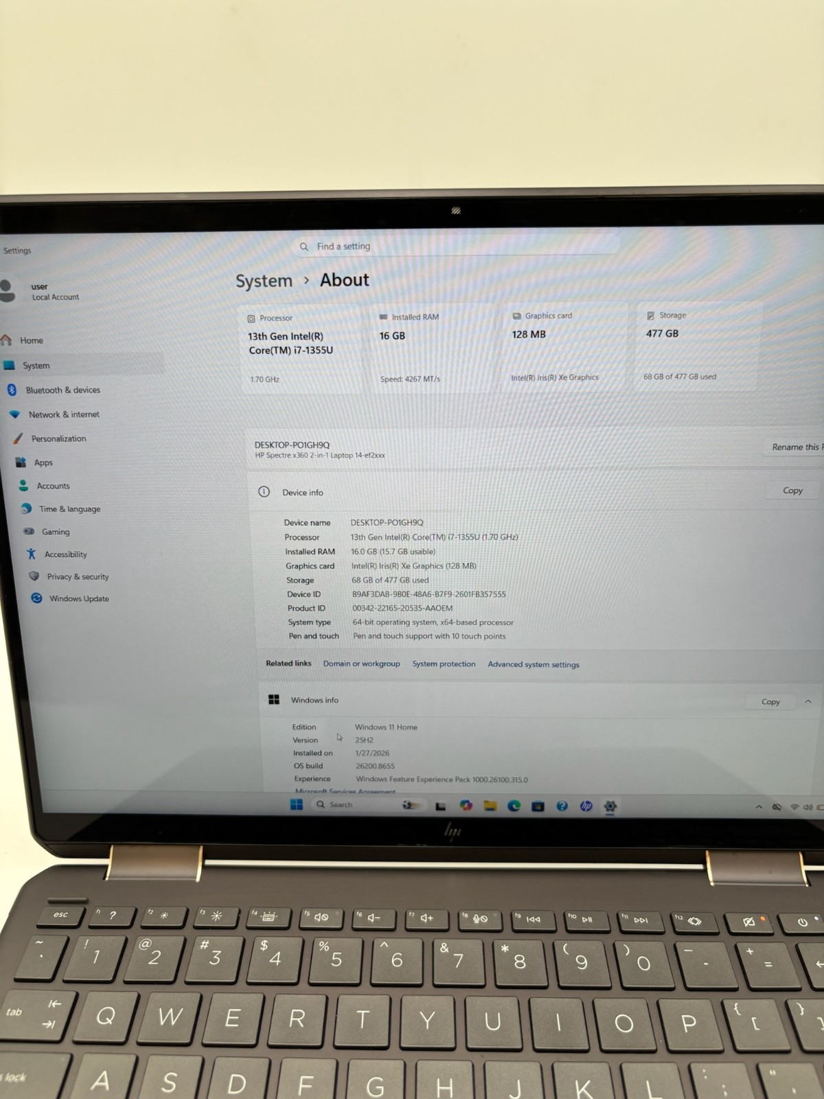 HP Spectre x360 2-in-1 14-ef2013dx 13.5″ 512 GB SSD 16 GB RAM i7-1355U