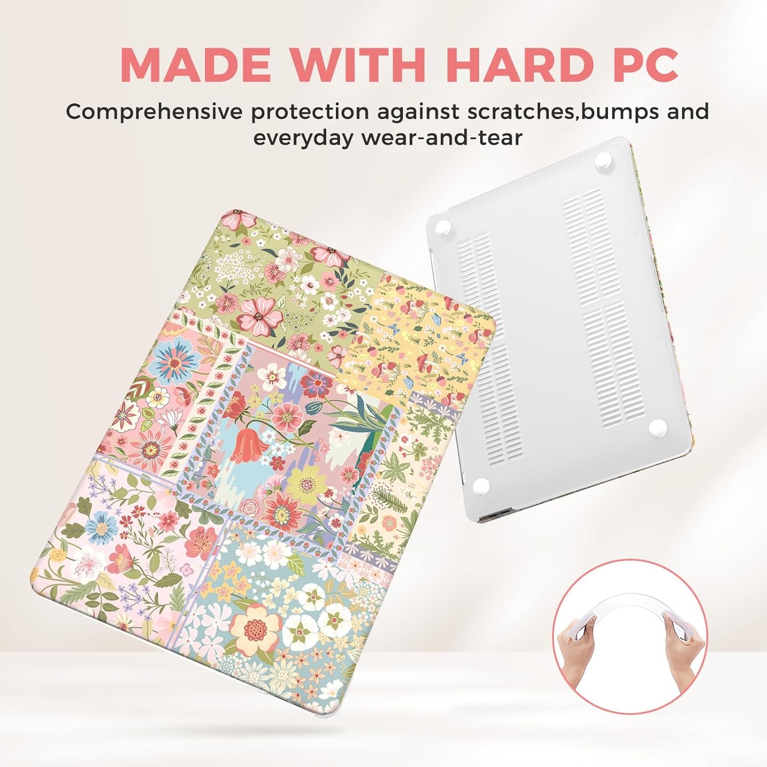 Screen Protector for MacBook Air 13 inch, Anti Glare, Flower Hard Shell Case