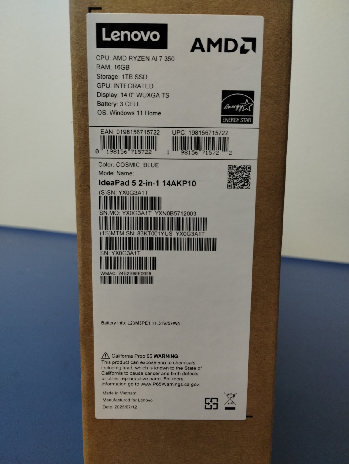 Lenovo IdeaPad 5 2-in-1 14AKP10, AMD Ryzen AI 7 350, 16 GB RAM, 1 TB NVMe SSD