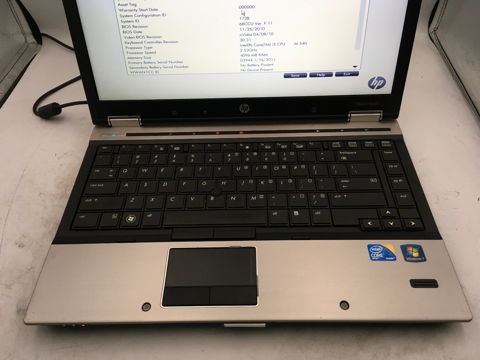 HP ELITEBOOK 8440P – BOOTS TO BIOS – INTEL CORE I5 M540 – 4GB RAM – READ – BB