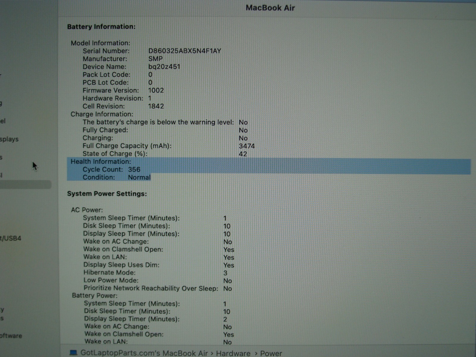Apple MacBook Air 13″ A2179 (2020) i3-1000NG4 1.1GHz 8GB 256GB SSD MWTJ2LL/A +PA