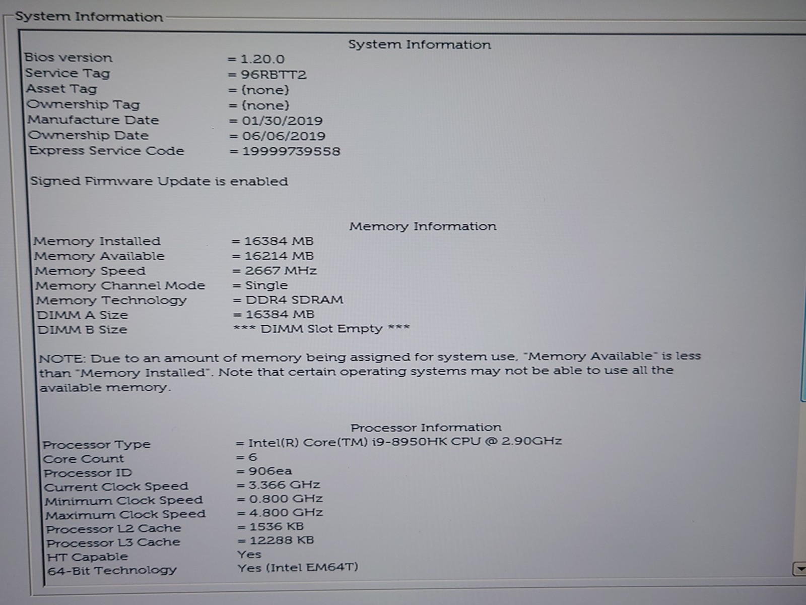 Dell XPS 15 9570 15.6″ UHD Touch i9-8950HK 16GB RAM No Battery/OS/SSD