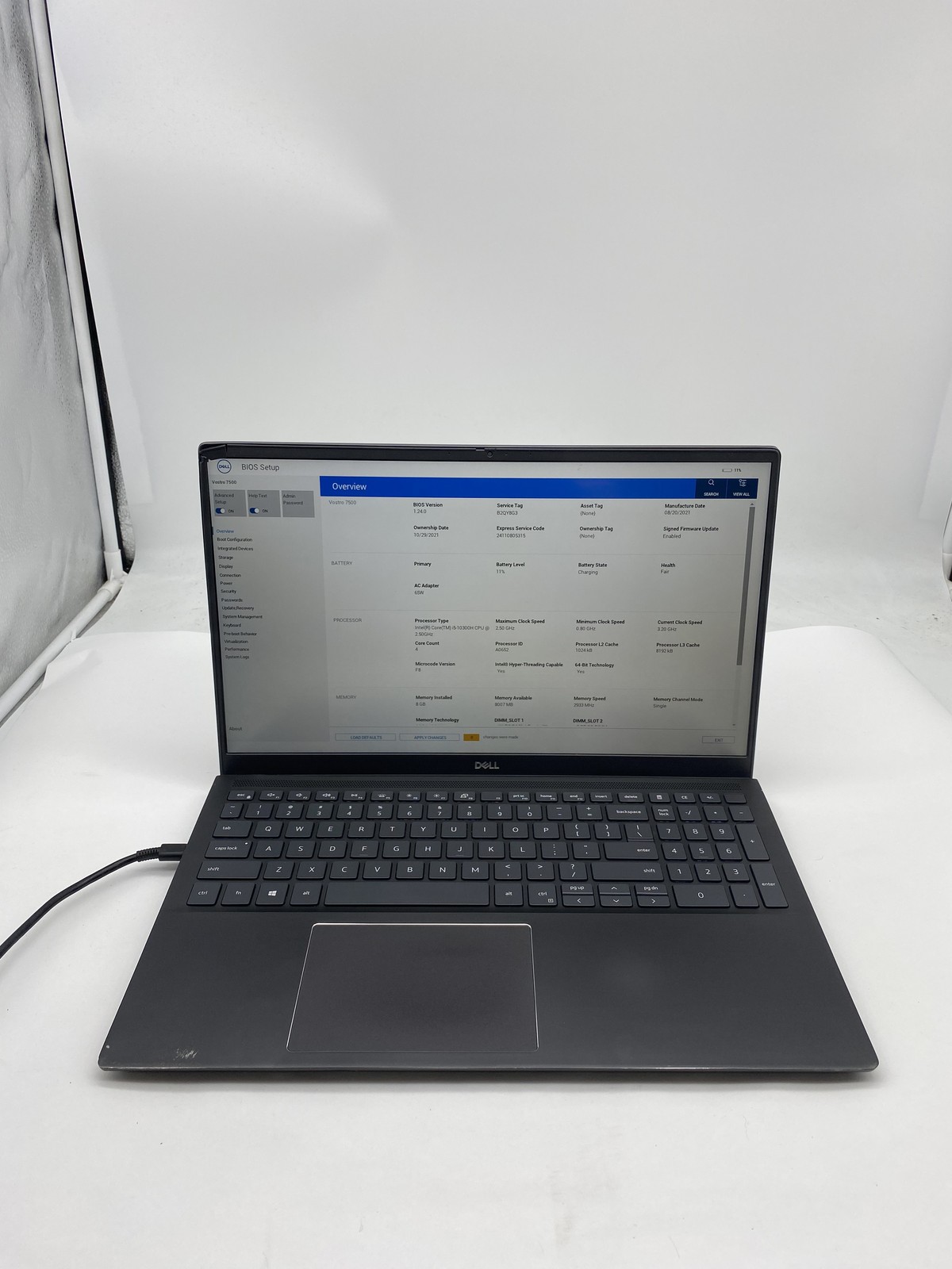 Dell Vostro 7500 Laptop Intel Core i5 10300H 2.5GHz 8GB RAM – No HDD