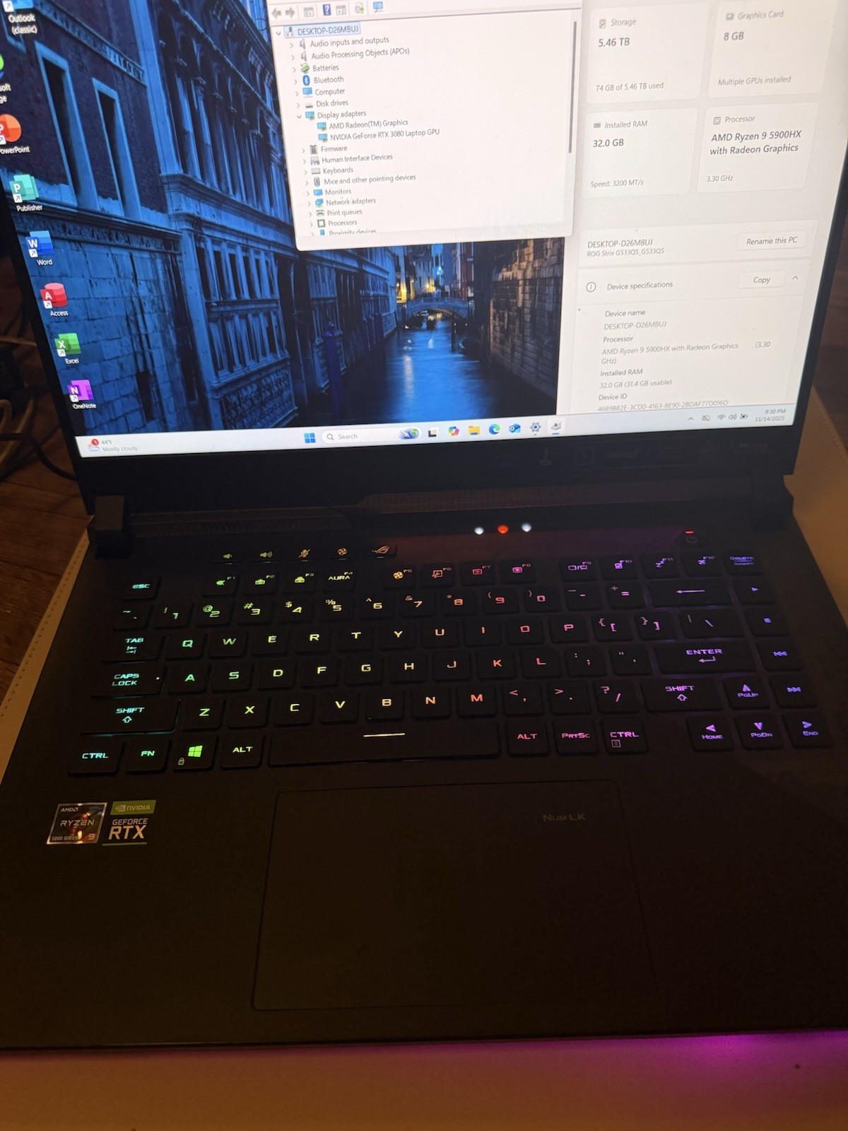 ASUS ROG STRIX SCAR G533QS 15.6” 300hz, 6TB SSD, RTX 3080, Ryzen 9, 32gb Ram,