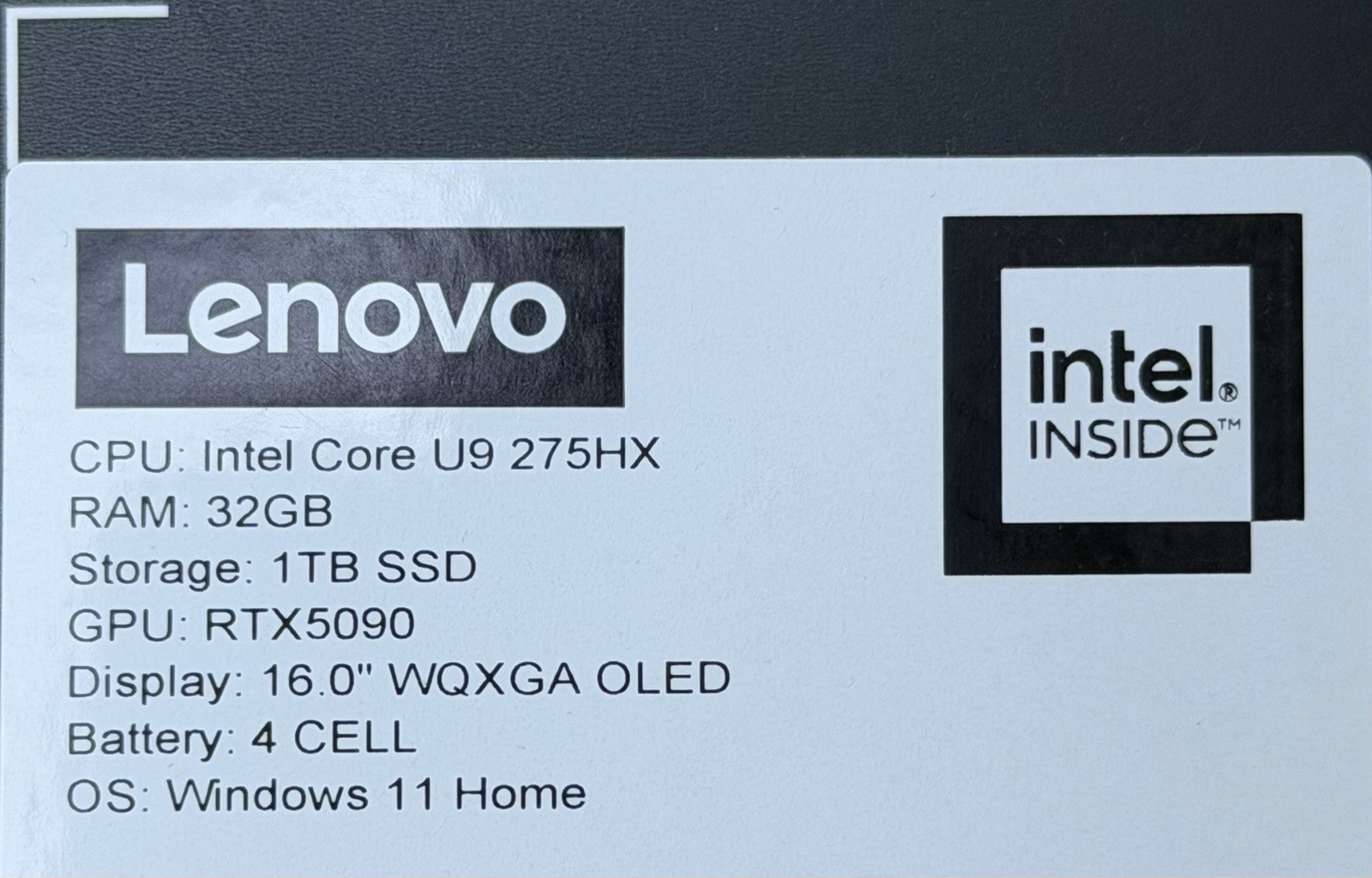 Lenovo Legion Pro 7i 16″ OLED 240Hz RTX 5090 Intel Ultra Core 9 32GB RAM 1TB SSD
